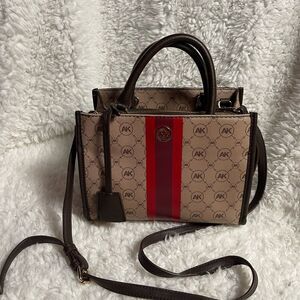 ANNE KLEIN MINI LOGO VARSITY STRIPE SATCHEL/CROSSBODY BAG
